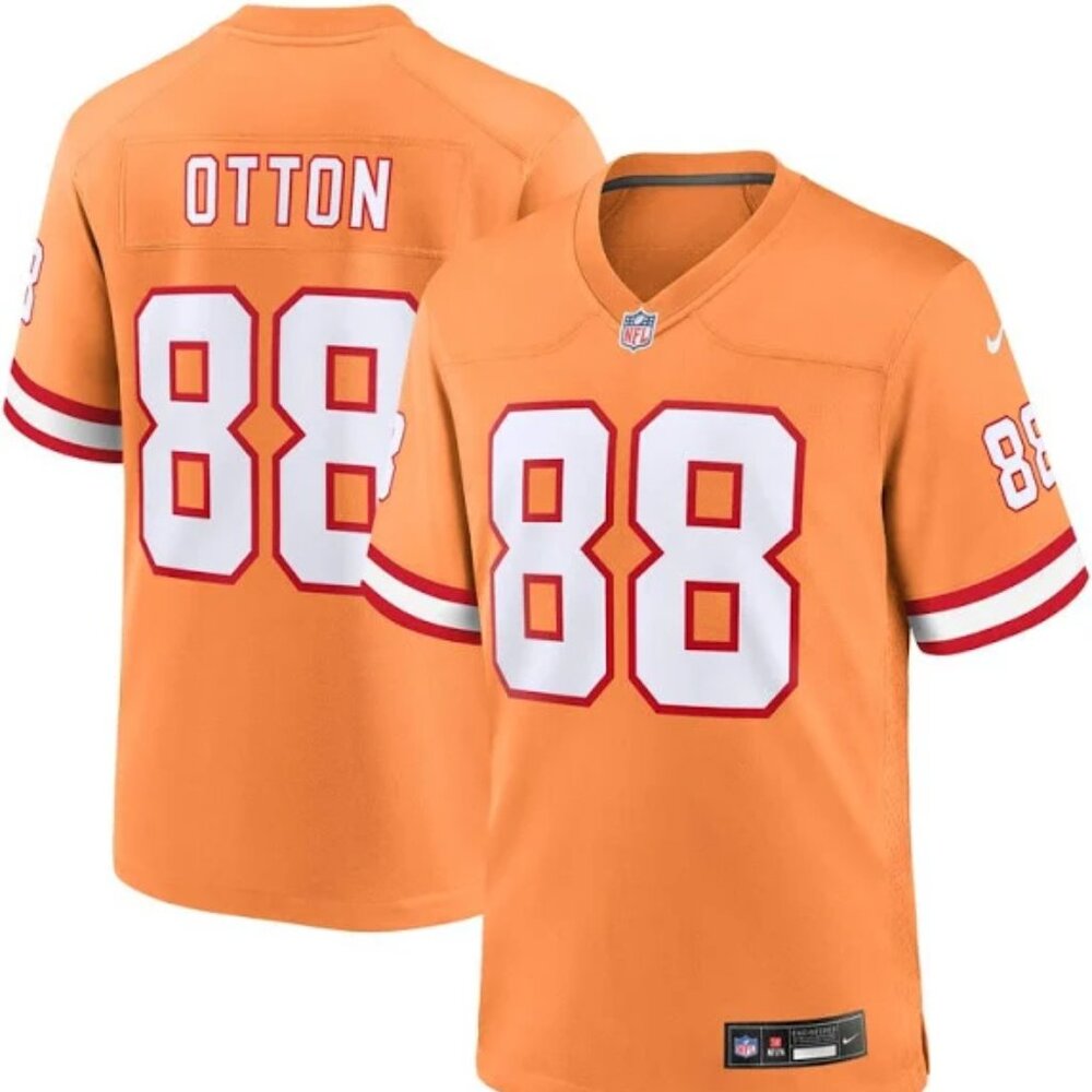 Mens Kids Youths  Cade Otton Orange Stitched Jersey